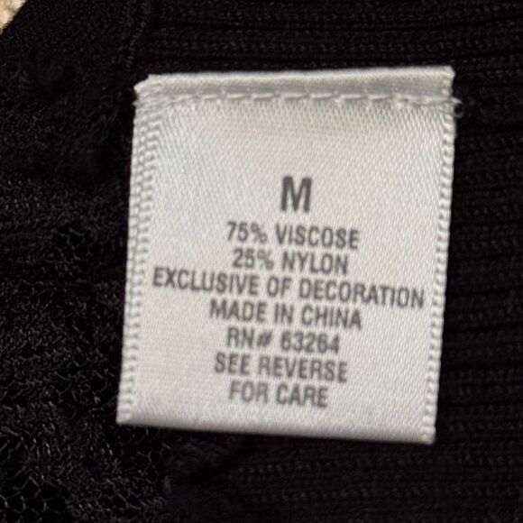 Dressbarn Vintage Crop with Lace on Back Women's Black Cardigan Size Medium, - Picture 5 of 6